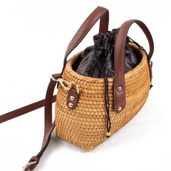 Pulicati Handmade Women Bag 2 Handled Basket Sinch Bag - Picture 5 of 10